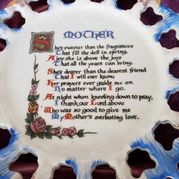 Vintage Mothers poem Plate art décor piece Windsor Canada - Picture 2 of 7